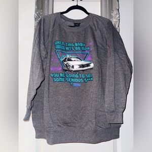 Torrid Plus Size 1 Universal Back to the Future Delorean Car Gray Sweatshirt